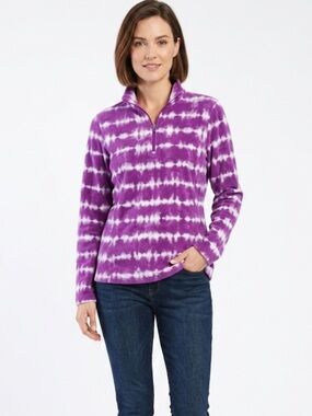 55 Eddie Bauer Quarter-Zip Fleece Size L | Tie-Dye Trail Style | Cozy-Core Layer